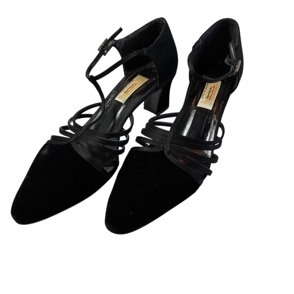 Talbots Heels‎ 9.5 black velvet and satin Made in Italy